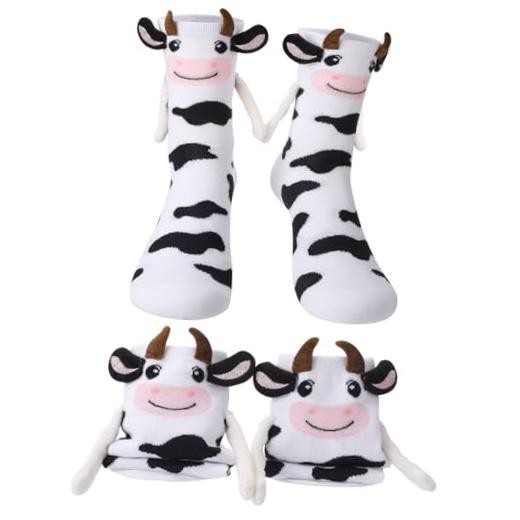 Funny Magnetic Socks Cow 3D Animal Socks Holding Hands for Women 1