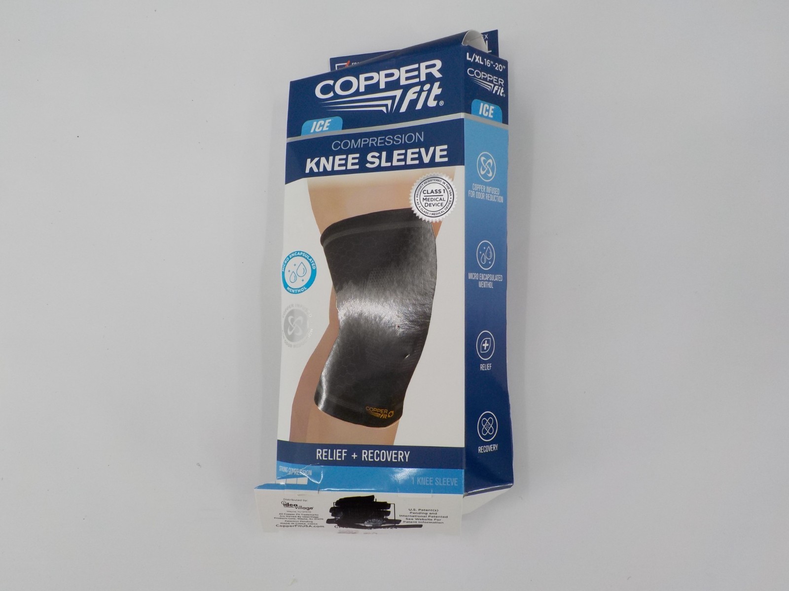 COPPER FIT COMPRESSION KNEE SLEEVE SZ L/XL 16″-20″ COPPER-INFUSED FABRIC CRUSHED