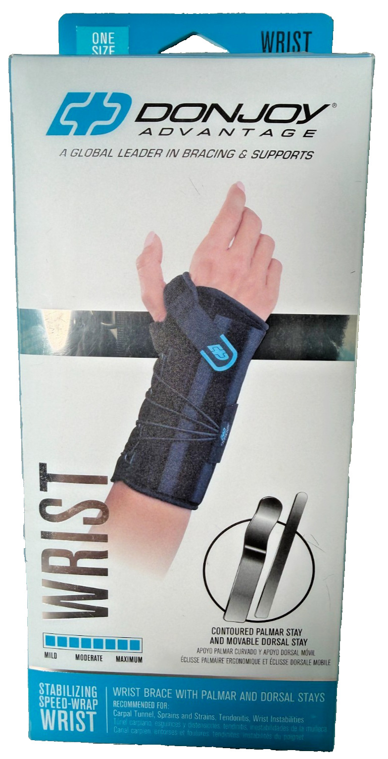 DonJoy Advantage DA161WB02-BLK-L Stabilizing Speed-Wrap Wrist Brace Left Black