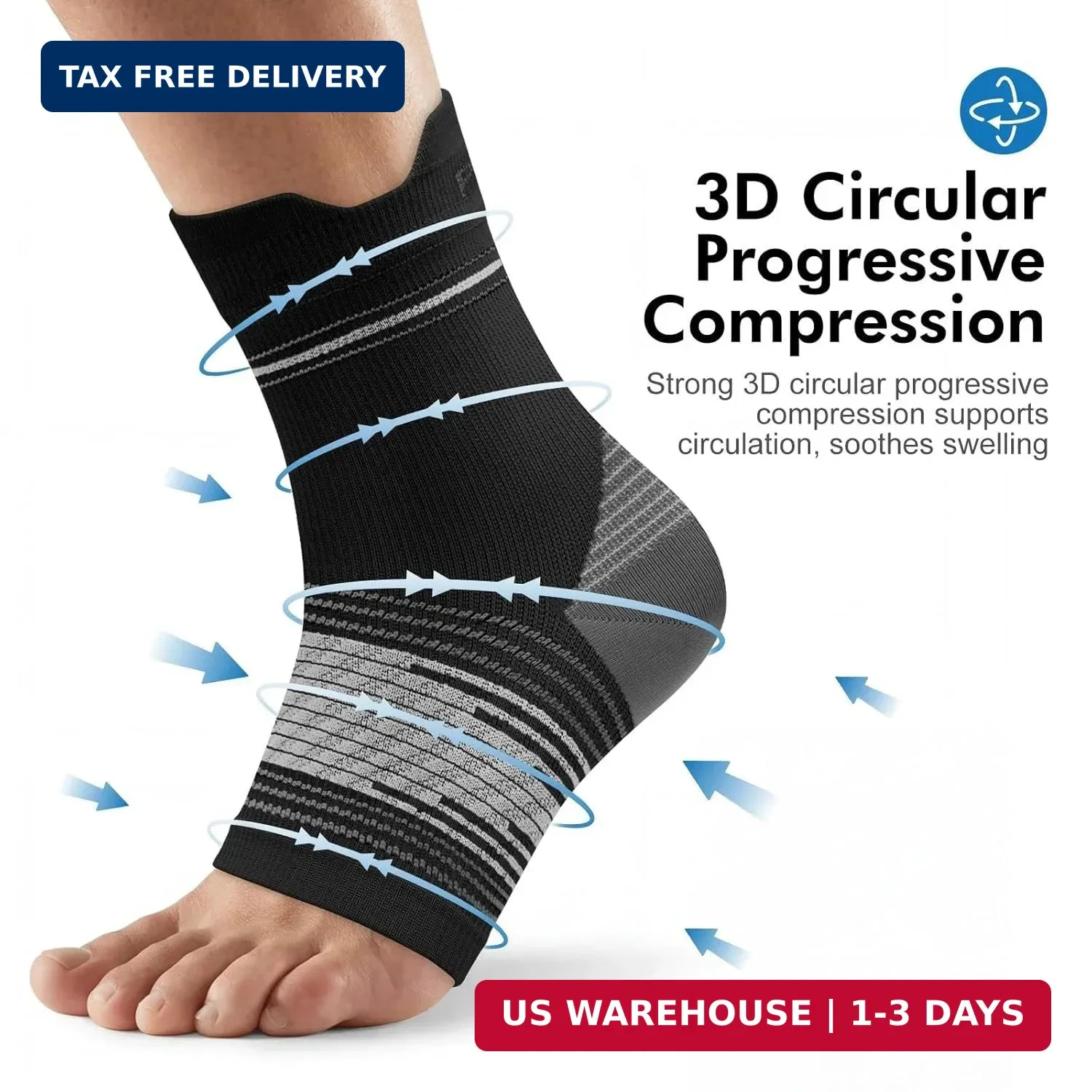 6 Pairs Plantar Fasciitis Socks for Men & Women, Ankle Brace Compression Socks w