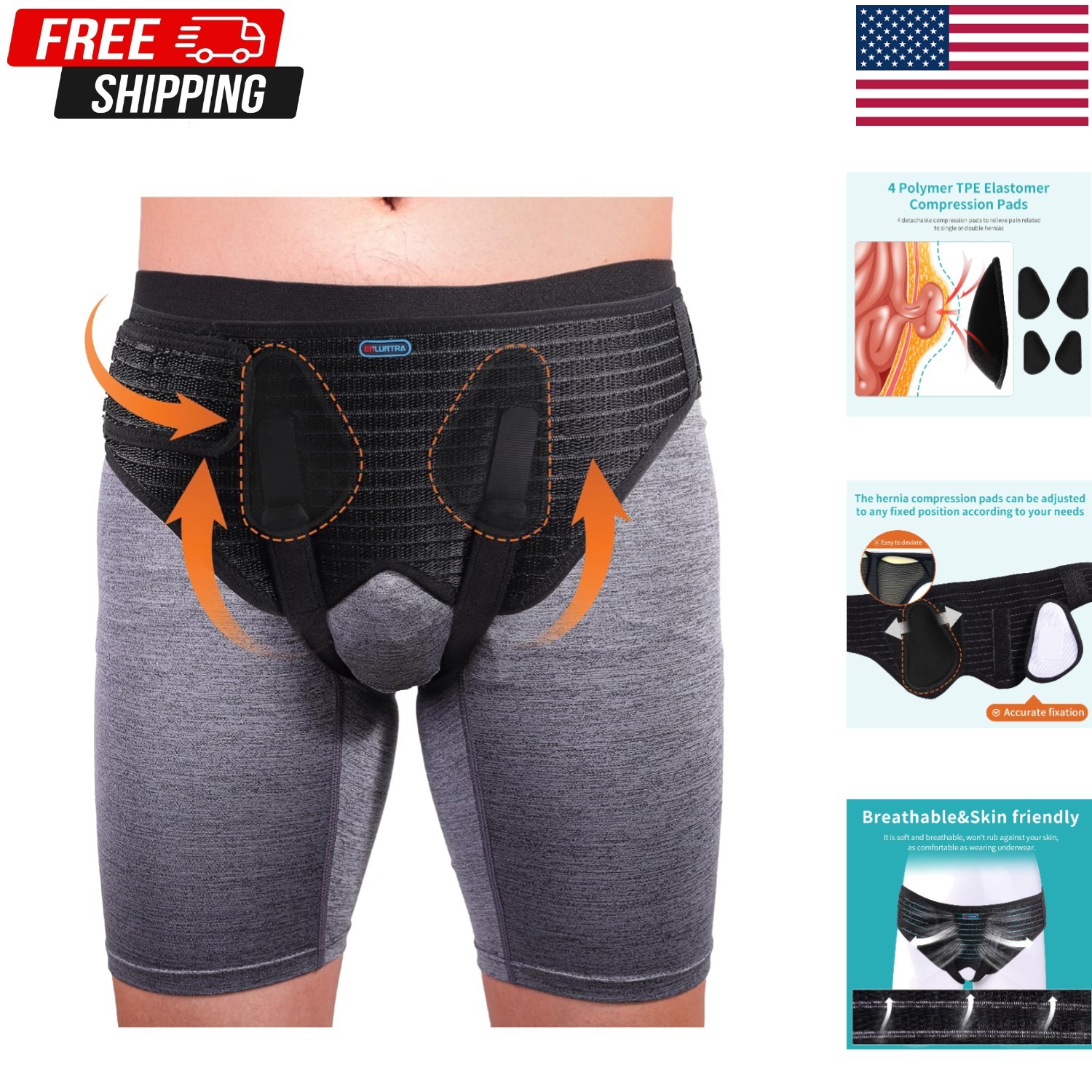 ENLUNTRA Hernia Belts for Men， Adjustable Inguinal Hernia Support Belt for Me…