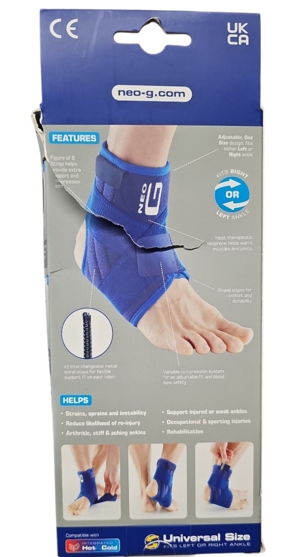 NEO-G Stabilized Ankle Support With Adjustable Figure 8 Strap Universal Size NEW