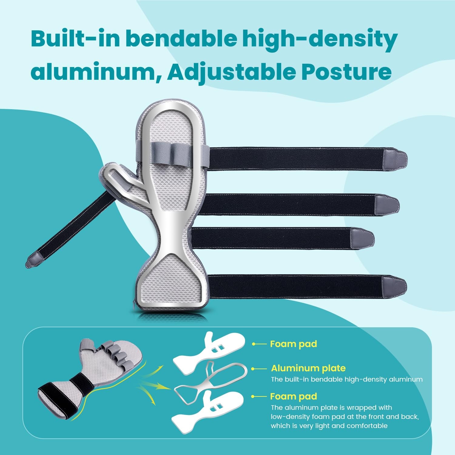 Stroke Hand Brace Splint for Straightening Fingers with 5 Finger Resting Support