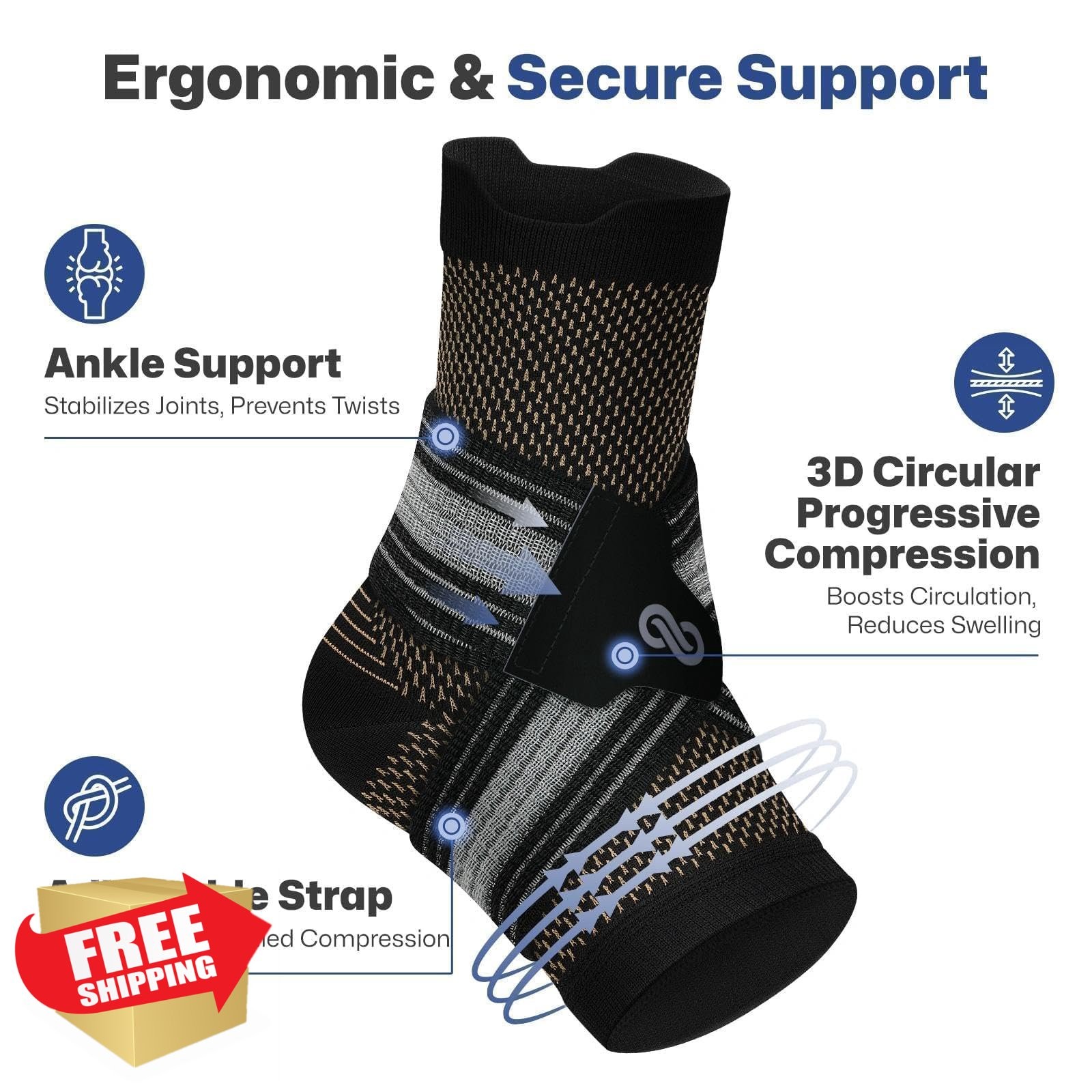 PAPLUS Ankle Braces Nude Medium 2 Pair