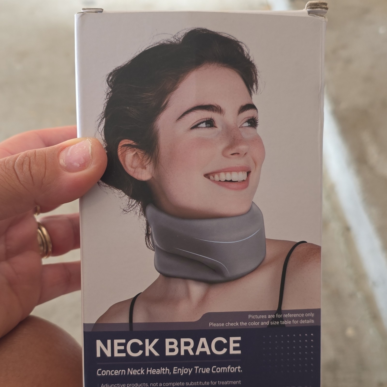 Adjustable Memory Foam Neck Brace Gray Ergonomic Breathable Support for Adults