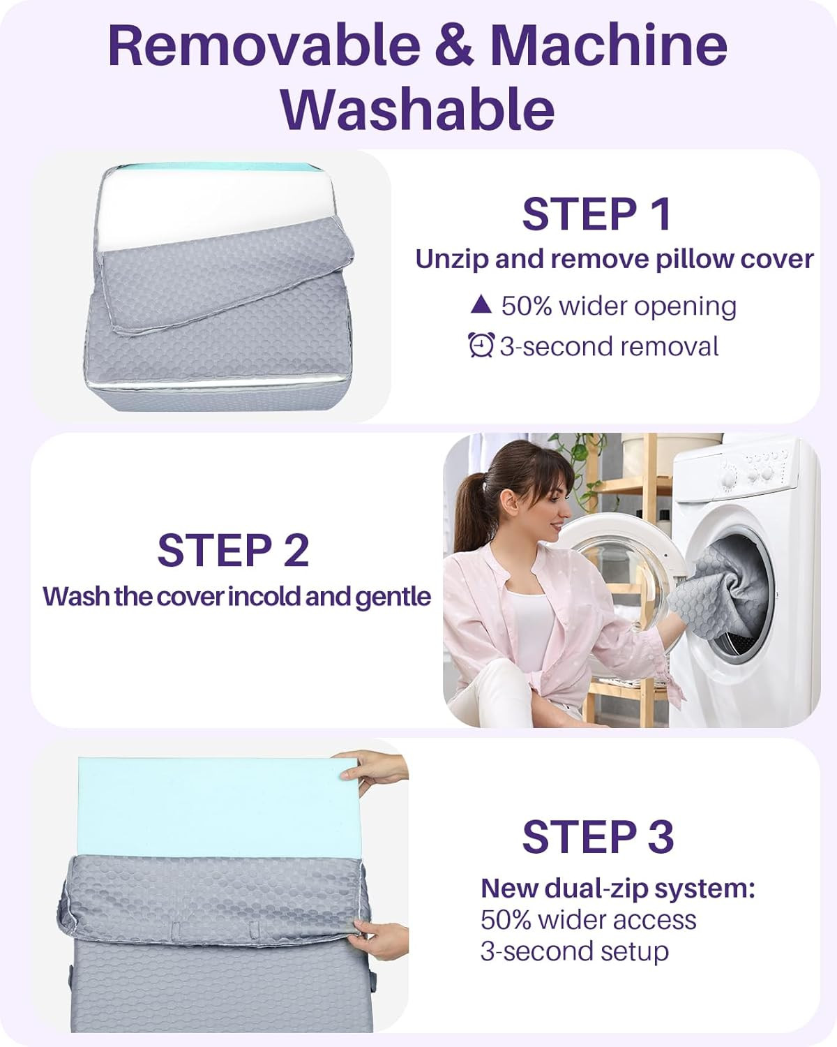 Adjustable 9 & 12 Inch Wedge Pillow for Sleeping Apnea, Acid Reflux Relief, Back