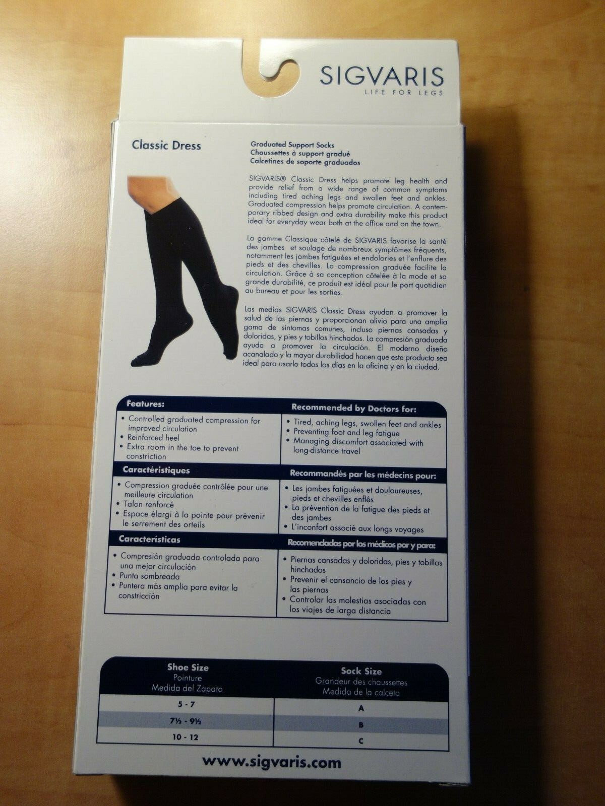 SIGVARIS GRADUATED SUPPORT SOCKS, Color BLACK, Size A (5-7), NEW!