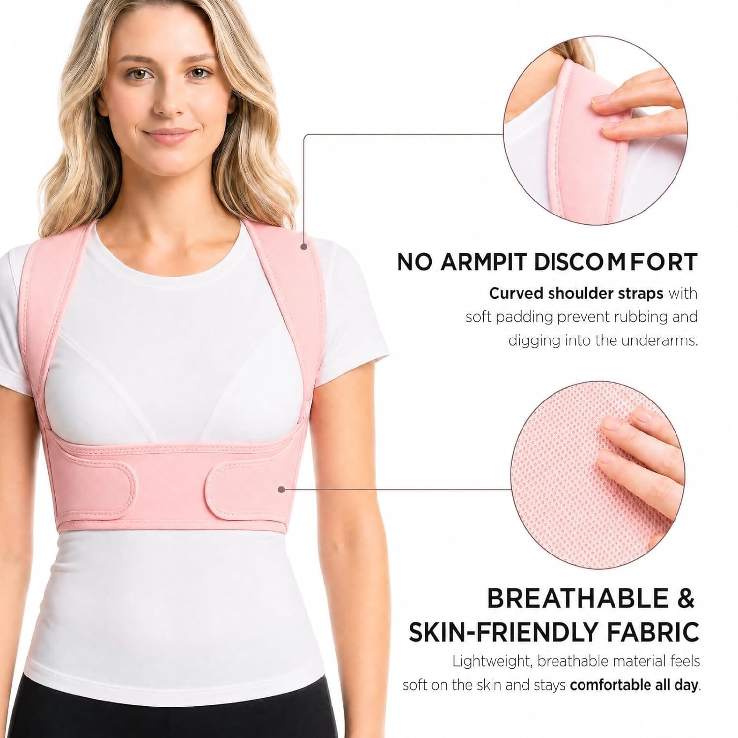 Back Brace Posture Corrector for Women, Adjustable Upper Back Support, Invisible