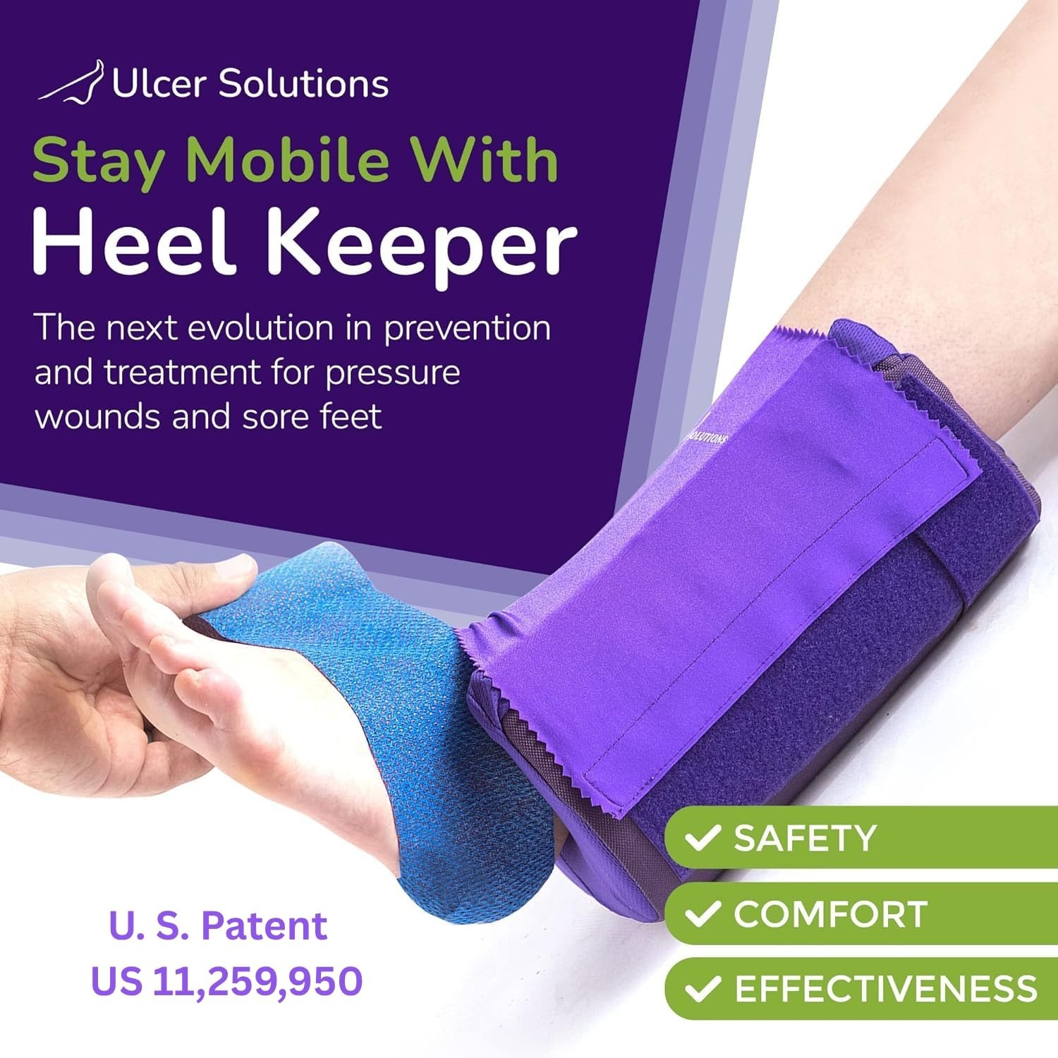 Heel Protector for Pressure Ulcers – Breathable Offloading Cushion, No-Strap Boo