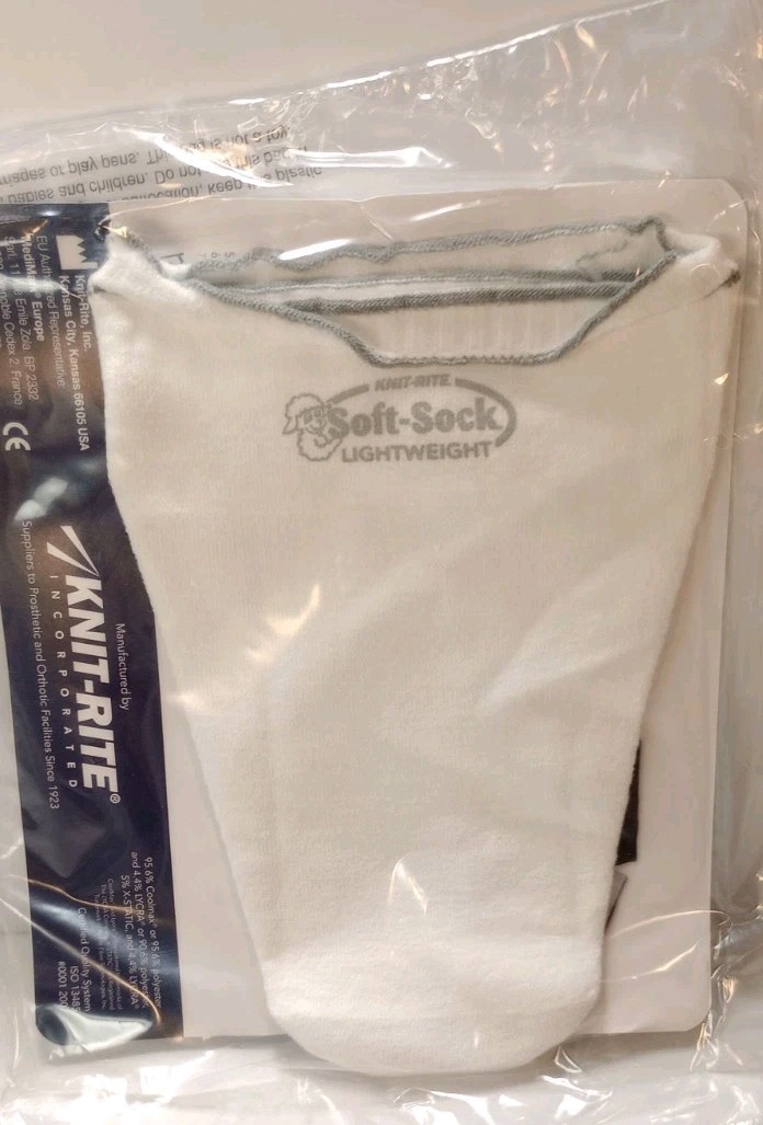 Knit-Rite Prosthetic Soft Sock X-Short Size #1 #2 8-12 Hole In Toe Grey Light