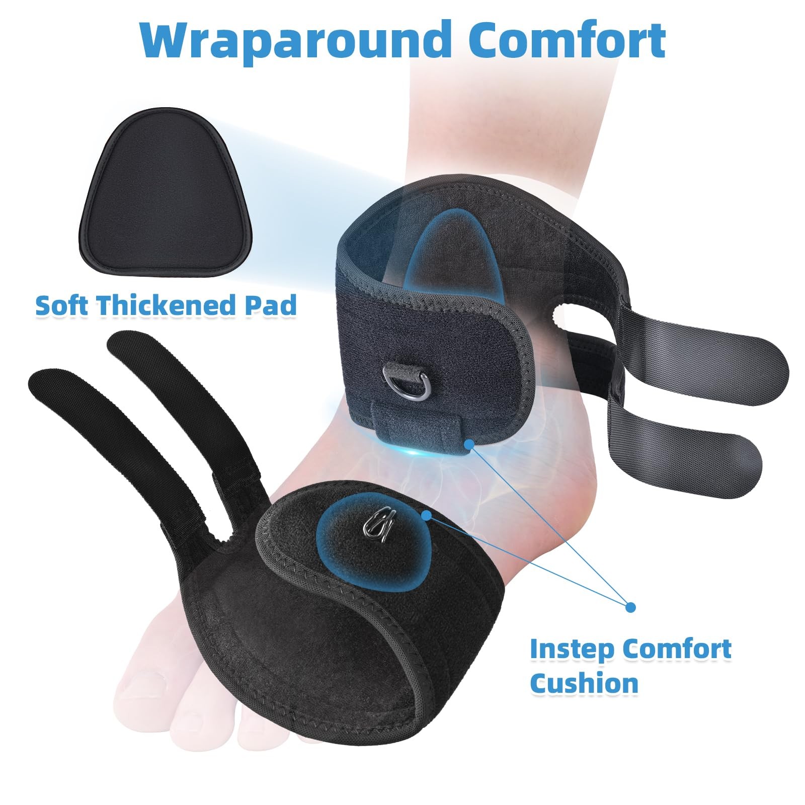 Tenbon Adjustable AFO Foot Drop Brace for Walking with Shoes, Socks, L, Black