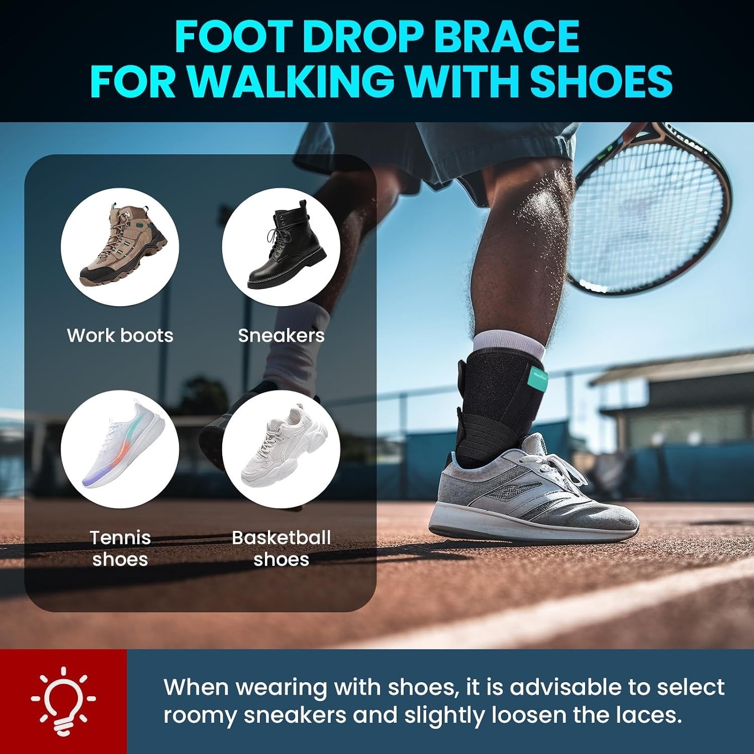 Welnove Drop Foot Brace AFO Ankle Support Walking Brace 1 Count Adjustable