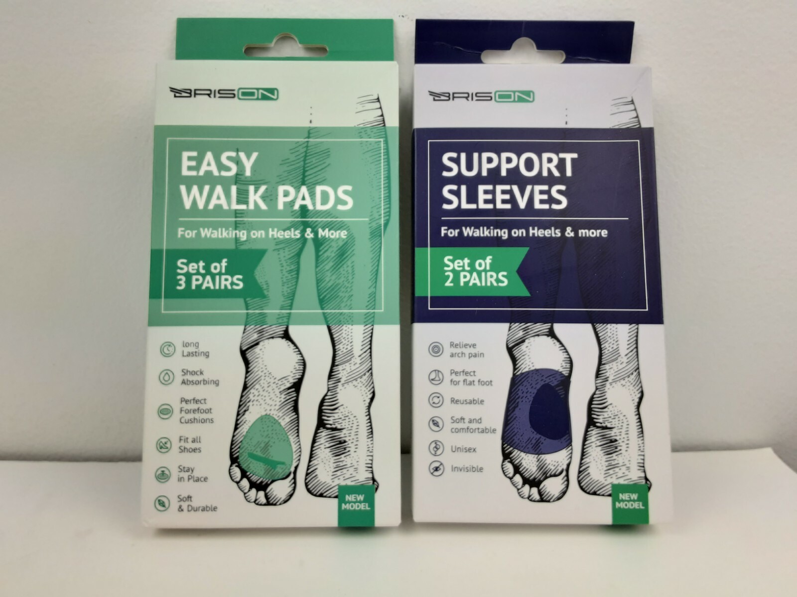 Brison Foot Pads Reusable NIB 1 Box Easy Walk Pads 1 Box Support Sleeves