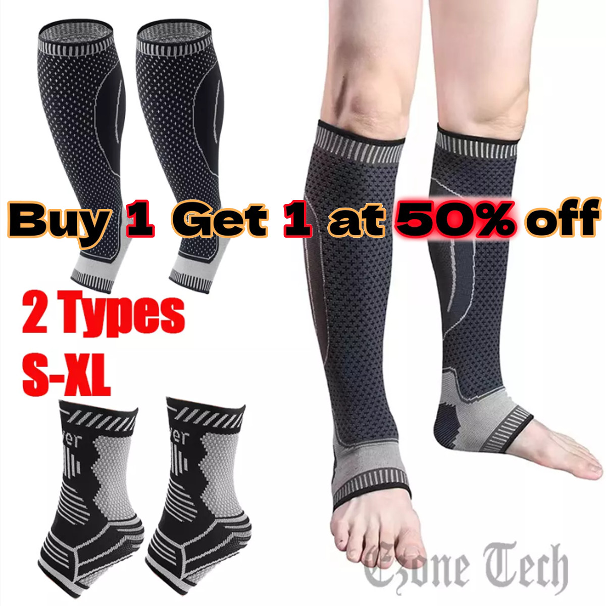 Calf Support Brace Ankle Compression Sleeve Socks Elastic Fasciitis Pain Relief