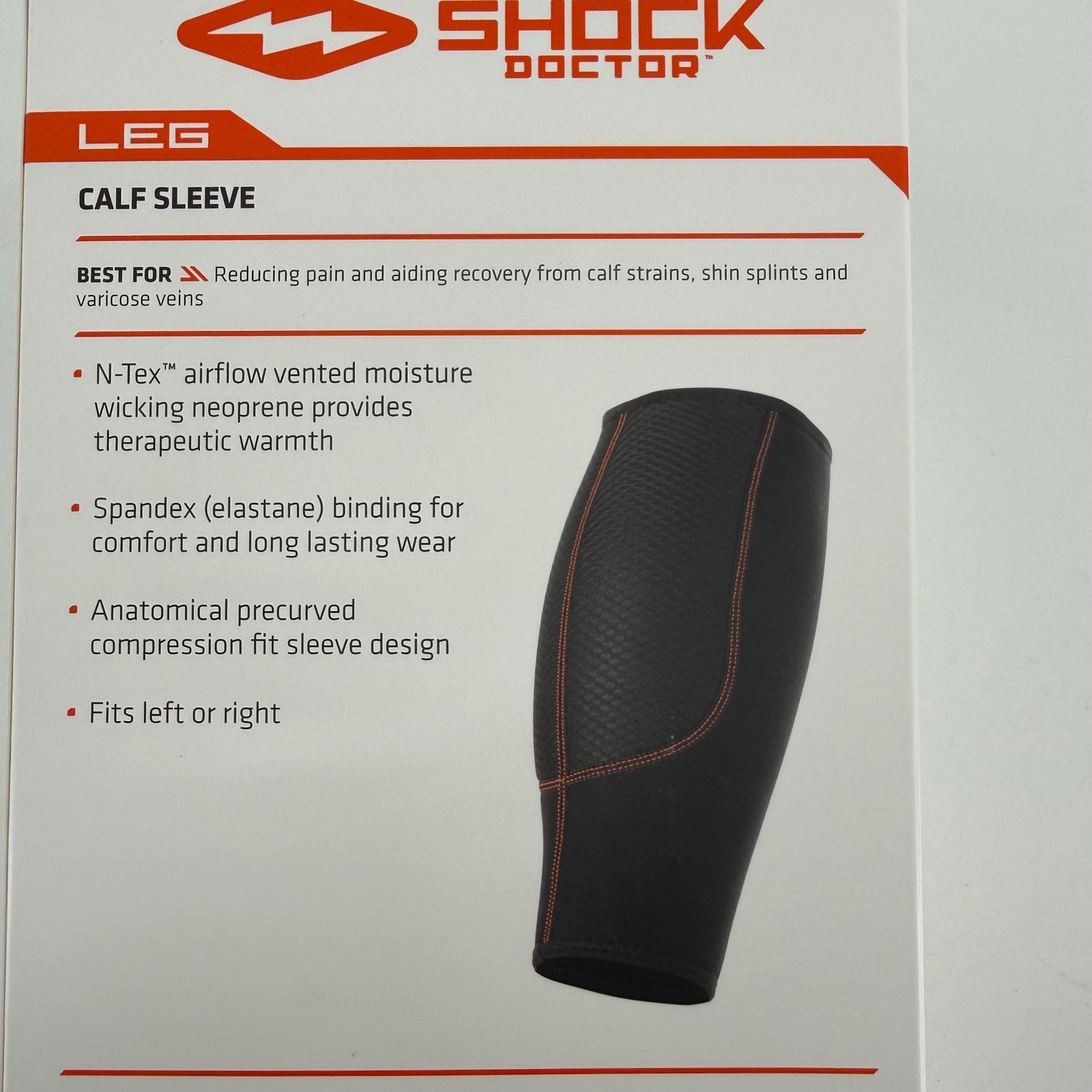 Shock Doctor Leg Level 1 Calf Sleeve Black Med Compression Shin Splint Support