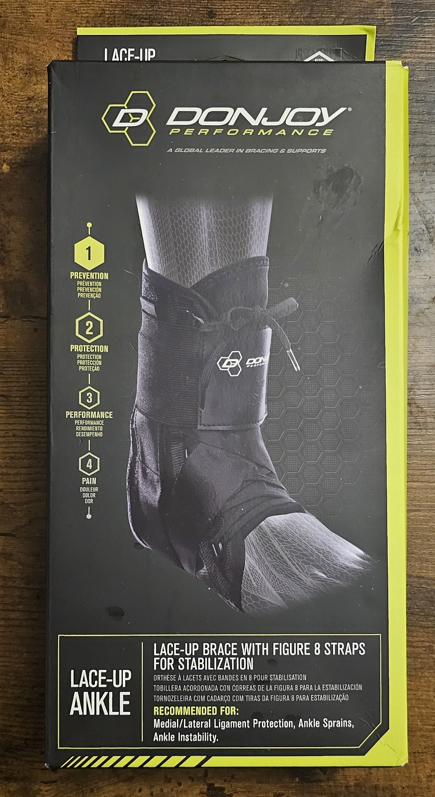 DonJoy Performance Lace-Up Ankle Brace M/Medium Black Figure 8 Support