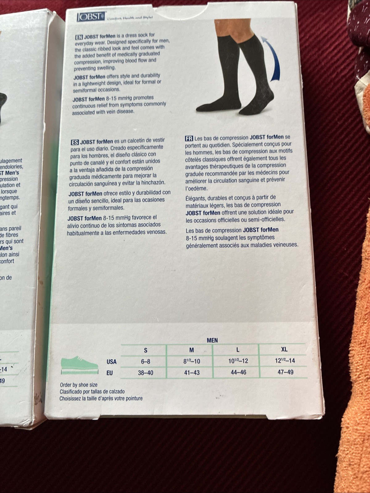 Jobst Men’s Dress Support Compression Socks 8-15 mmHg Sz L 2 Pair Black Knee CT