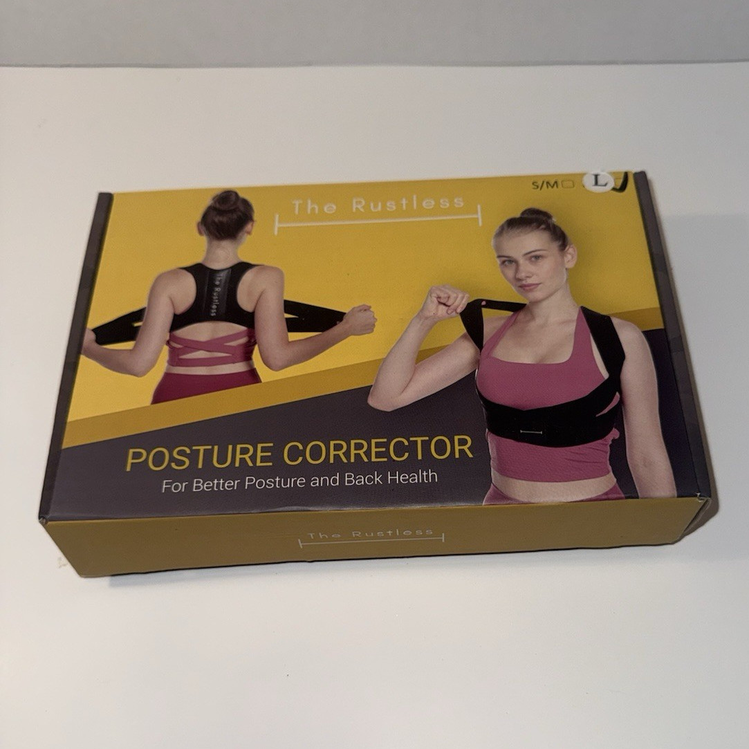 The Rustless Posture Corrector Back Brace Size Large Black Open Box Unisex