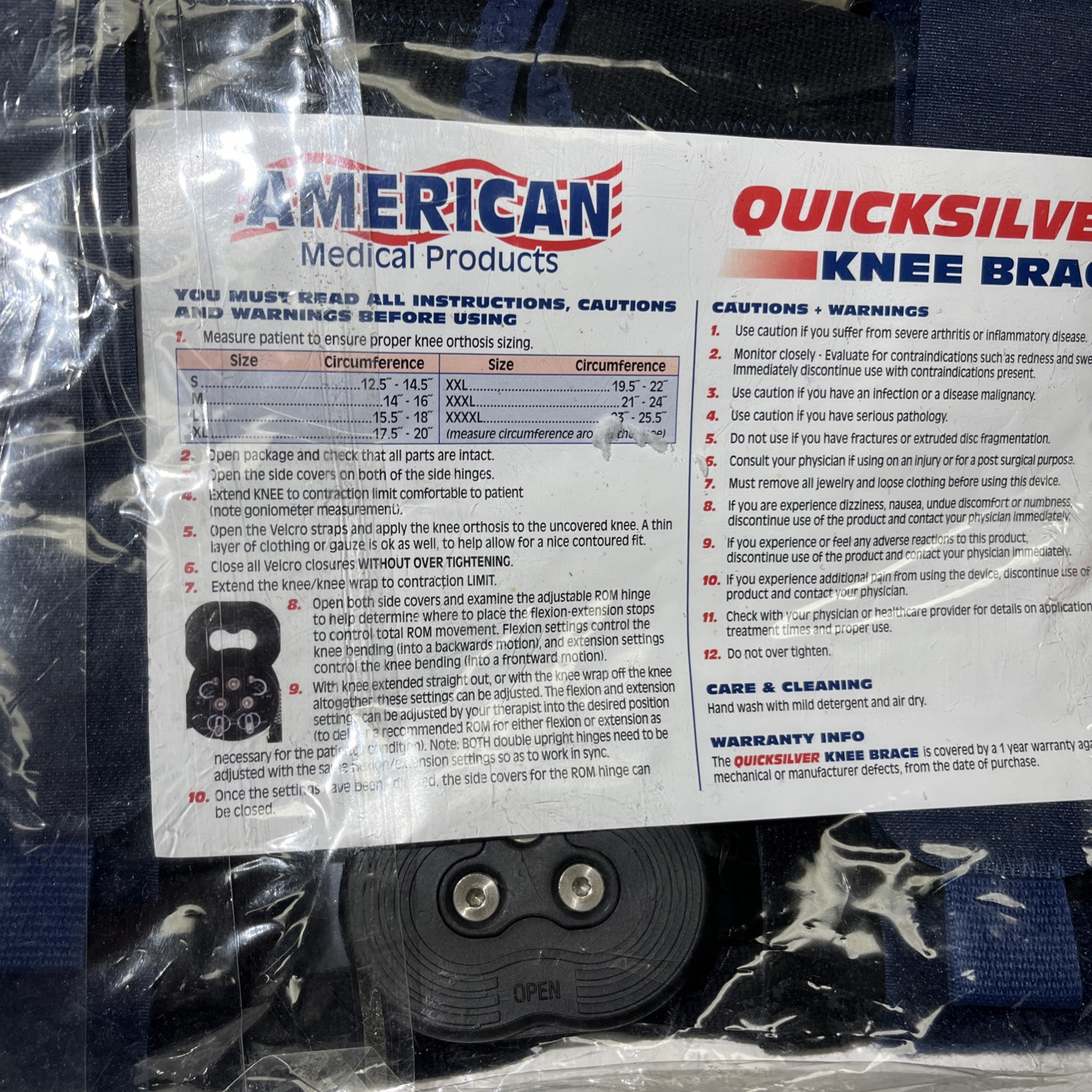 American Medical Products Quicksilver Knee Brace Blue Size 2XL Brand New