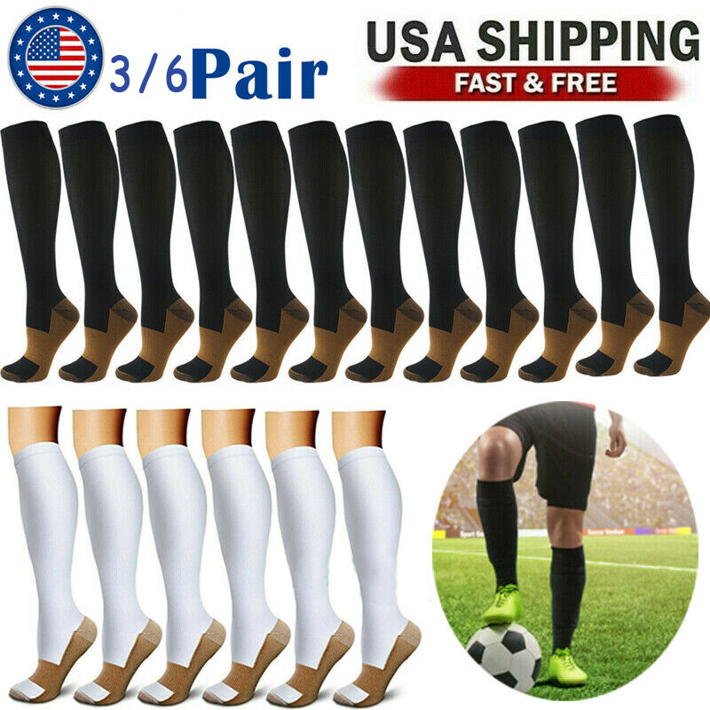 (6 Pairs ) Compression Socks Relief Stockings Graduated Support Men’s Women’s US