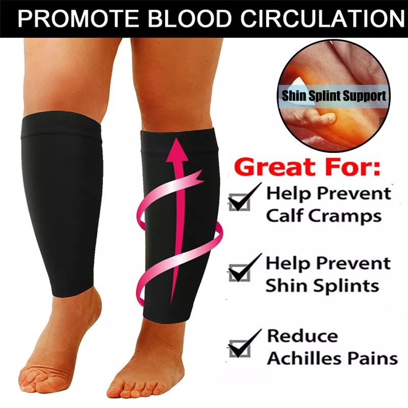 Calf Sleeves Leg Support Compression Socks for Runners Shin Splint Varicose Vein
