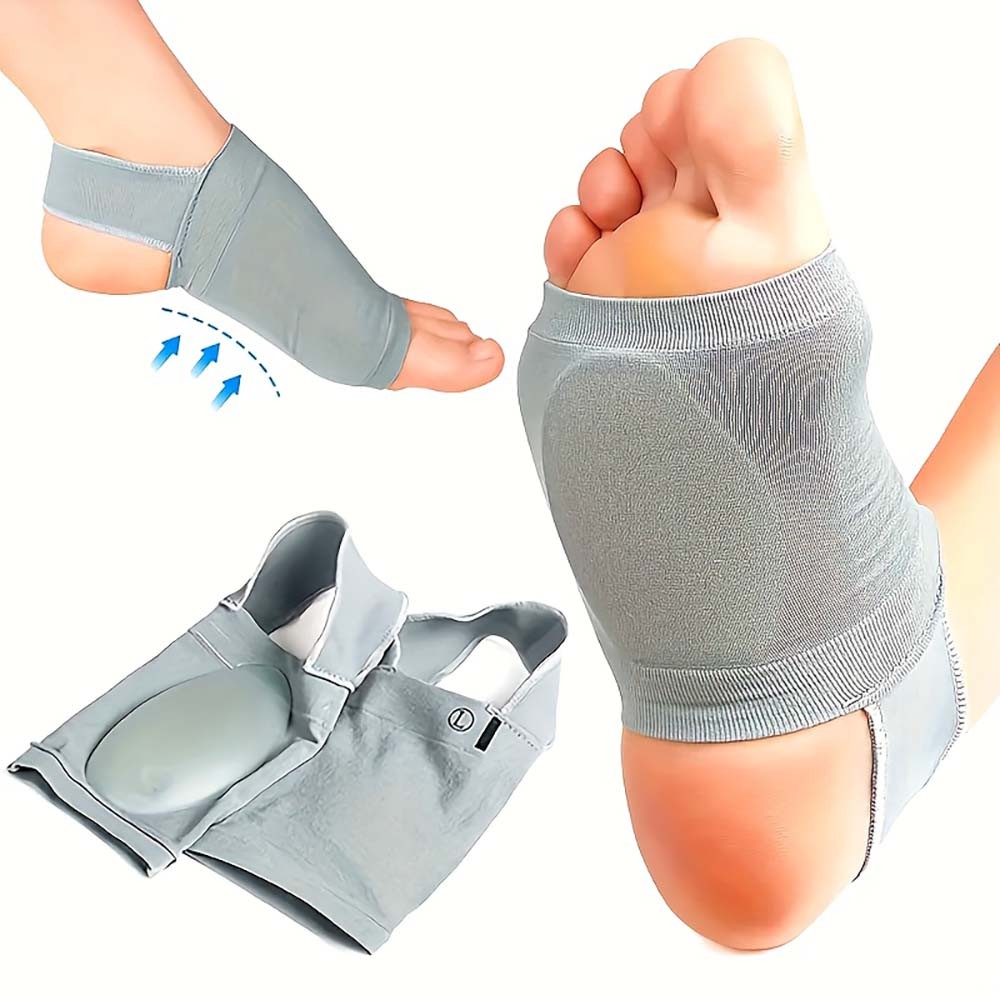 Breathable Durable Non-Slip Foot-Care 2 Pairs of Silicone Pad Arch Support Socks