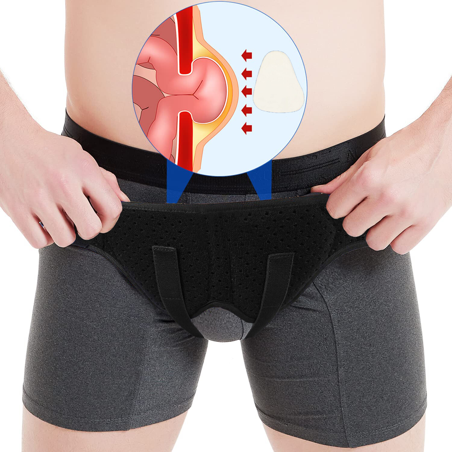 Hernia Support Belt Men Truss For Inguinal With 2 Removable Compression Pads USA