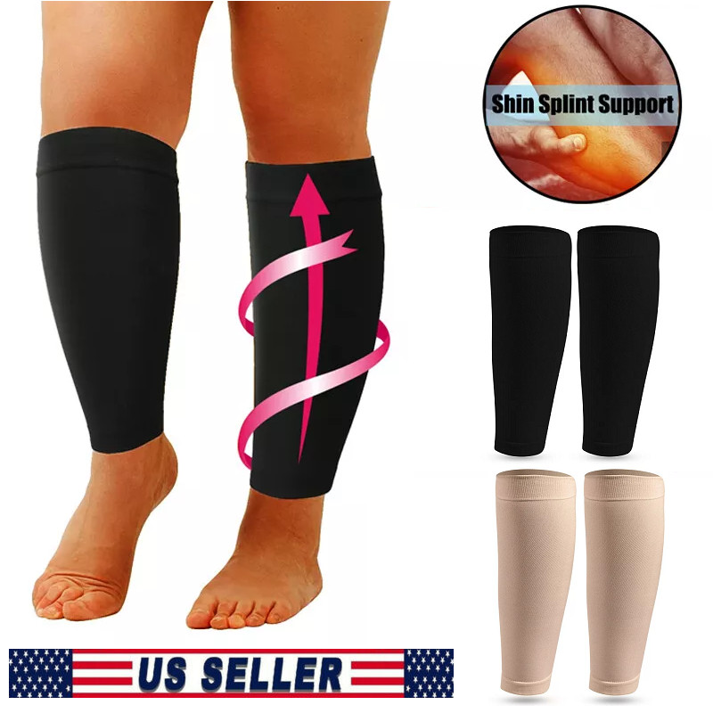 Calf Sleeves Leg Support Compression Socks for Runners Shin Splint Varicose Vein