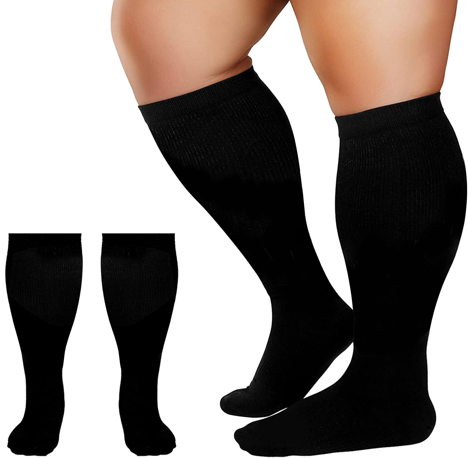 Sport Knee High Socks Calf Compression Athletic Socks for Men S M L XL XXL 3XL