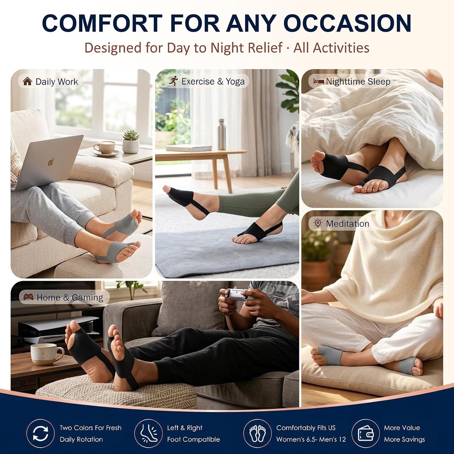 Bunion Corrector Sleeves Toe Separators Gel Cushion Pads Heel Strap Lycra 4 Pack