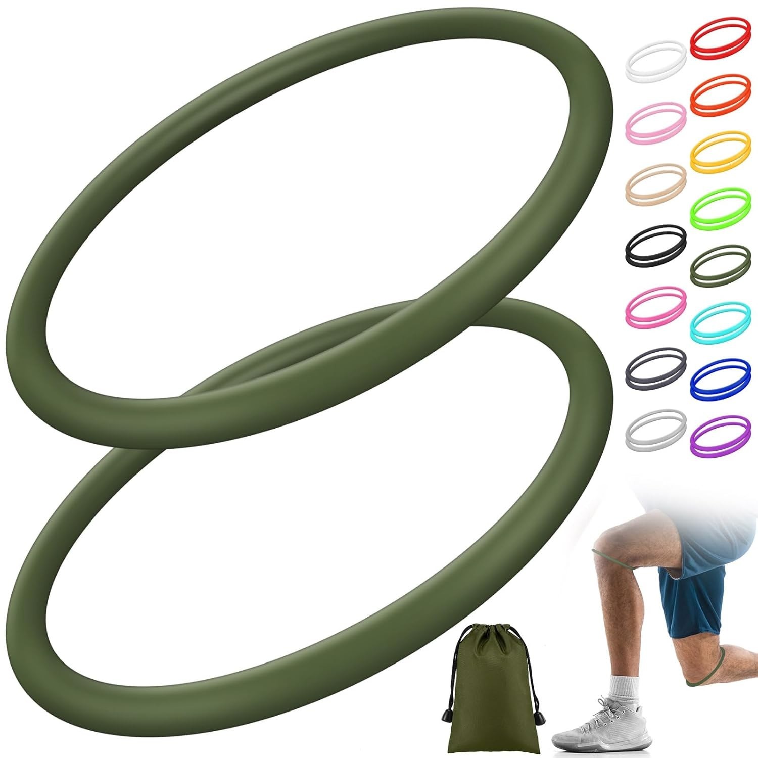 Comfortable Silicone Knee Support Bands, Perfect for Sports – Size M, Army Green