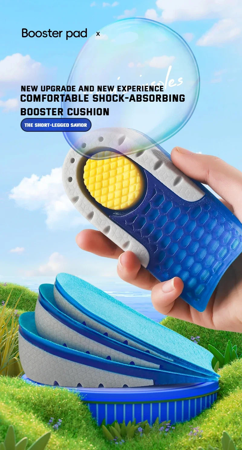 1Pair Gel Shoes Insole for Feet Silicone Invisible Height Increasing Insoles Non