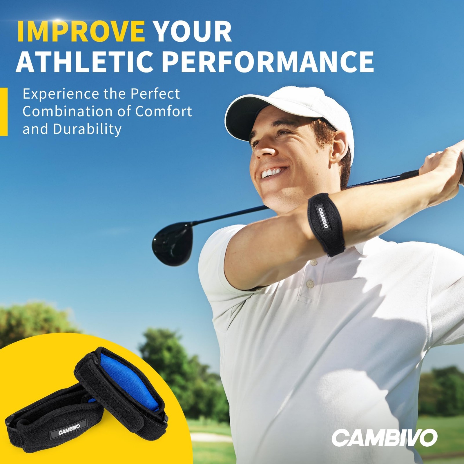 2 Pack Adjustable Tennis Elbow Brace for Pain Relief, Tendonitis Support, Compre