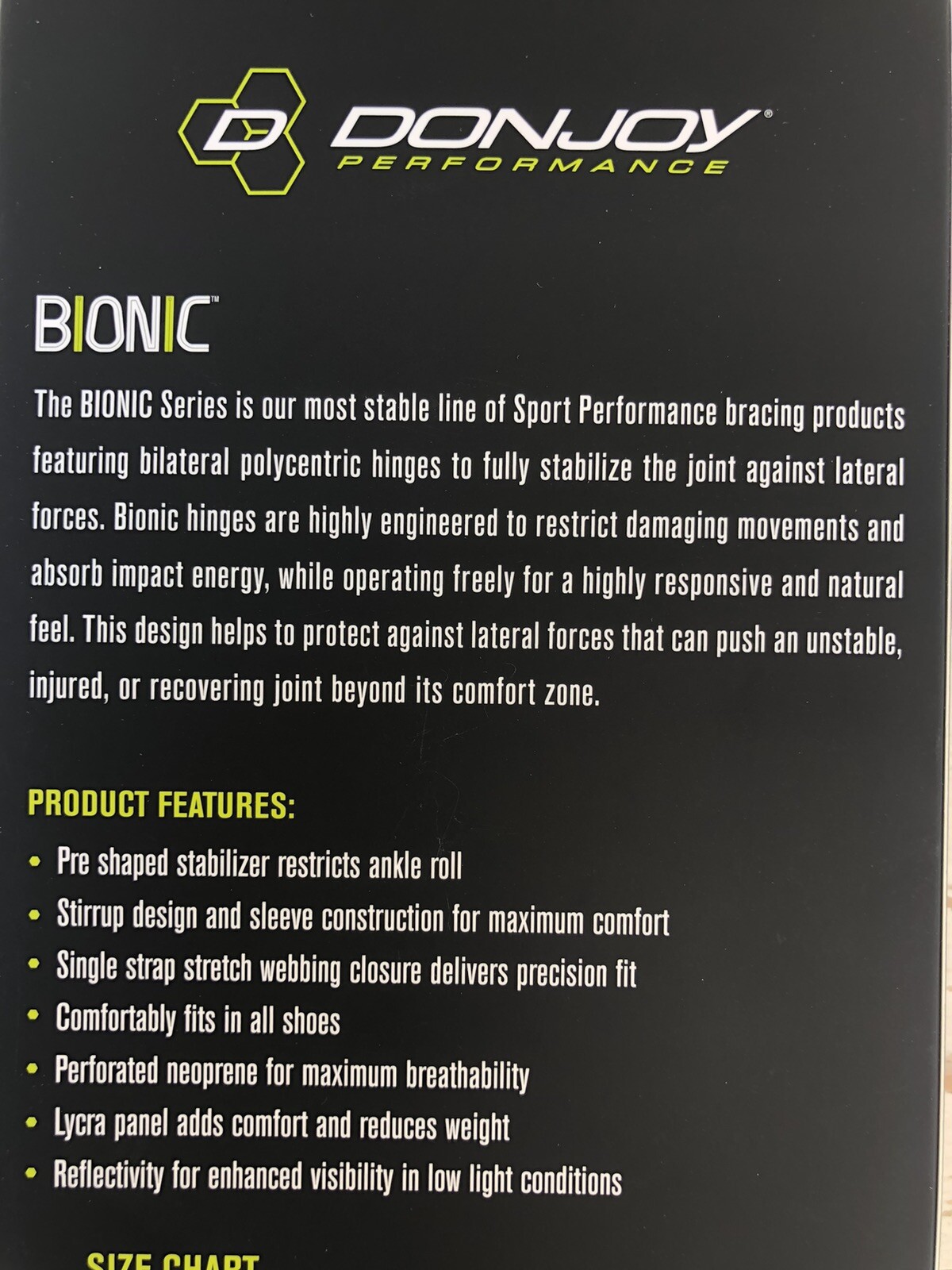 NEW DonJoy Performance Bionic Ankle Brace Max Support XL Left Foot Black NIB