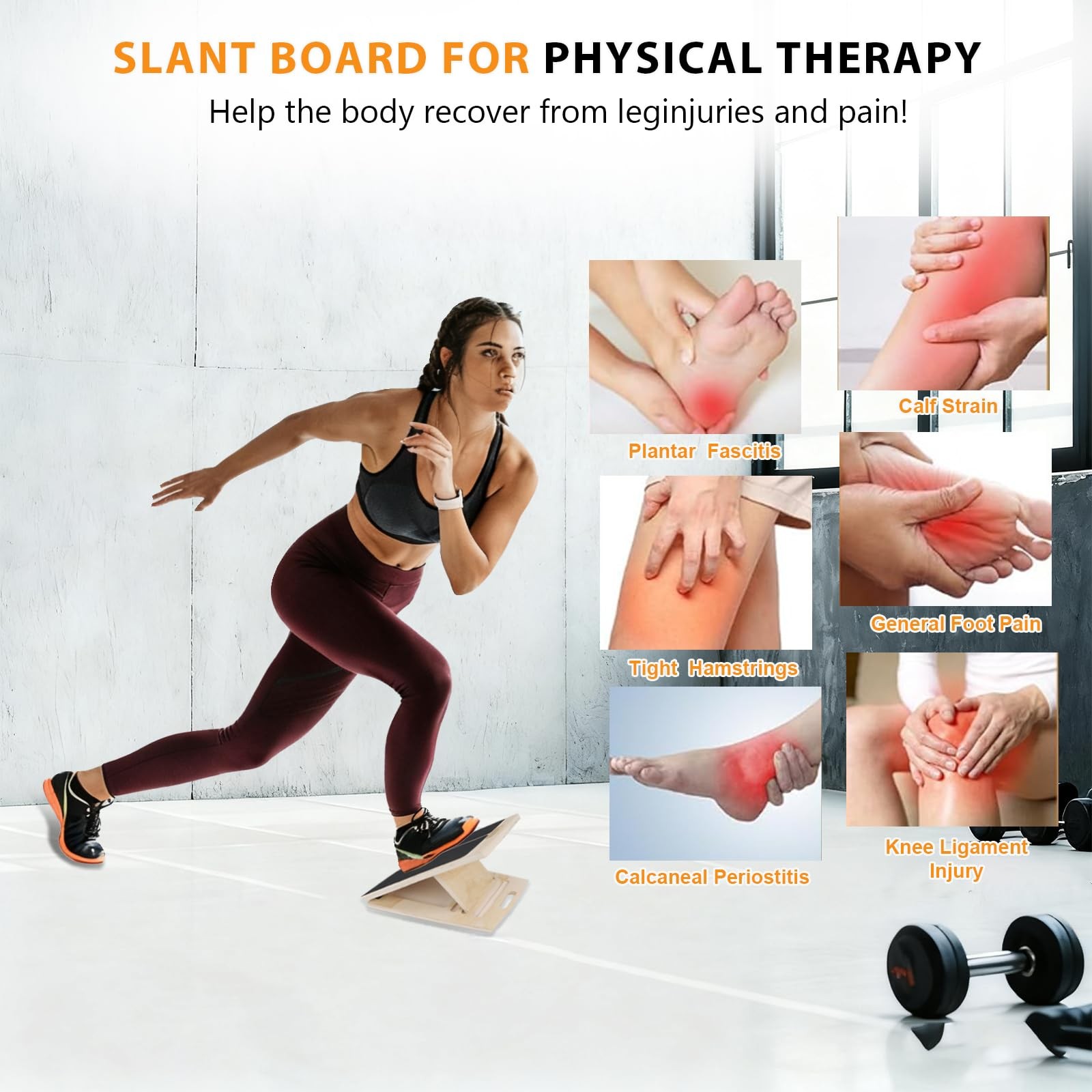 Slant Board for Calf Stretching, 15.6 x 11.7 x 1.6 Inch, Fig. Reactionary