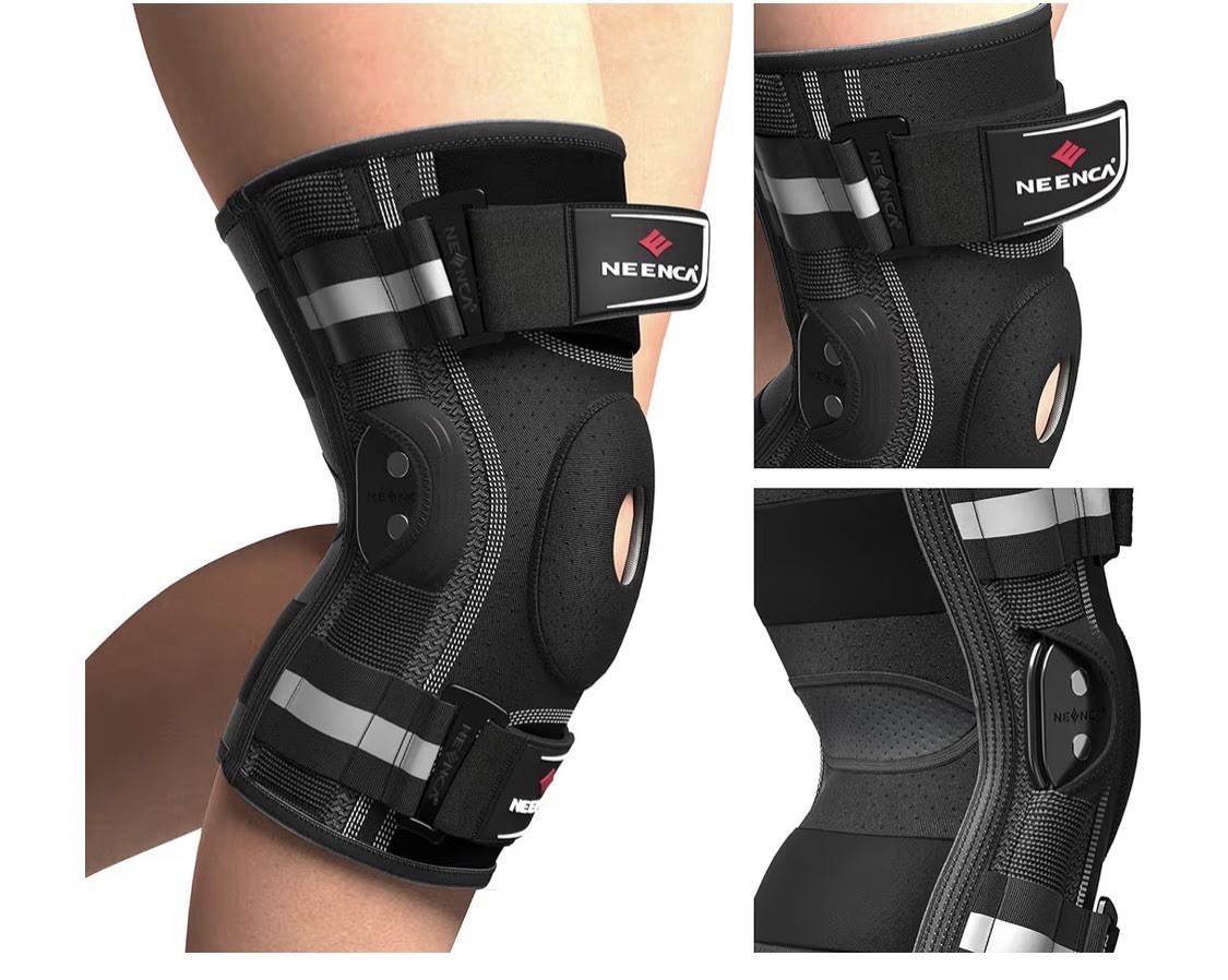 Knee Brace for Knee Pain, Hinged Knee Support Removable Dual Side Stabilizers