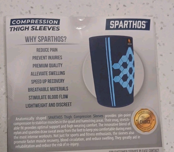 Sparthos Thigh Compression Sleeves Quad and Hamstring Support NIP Blk USA