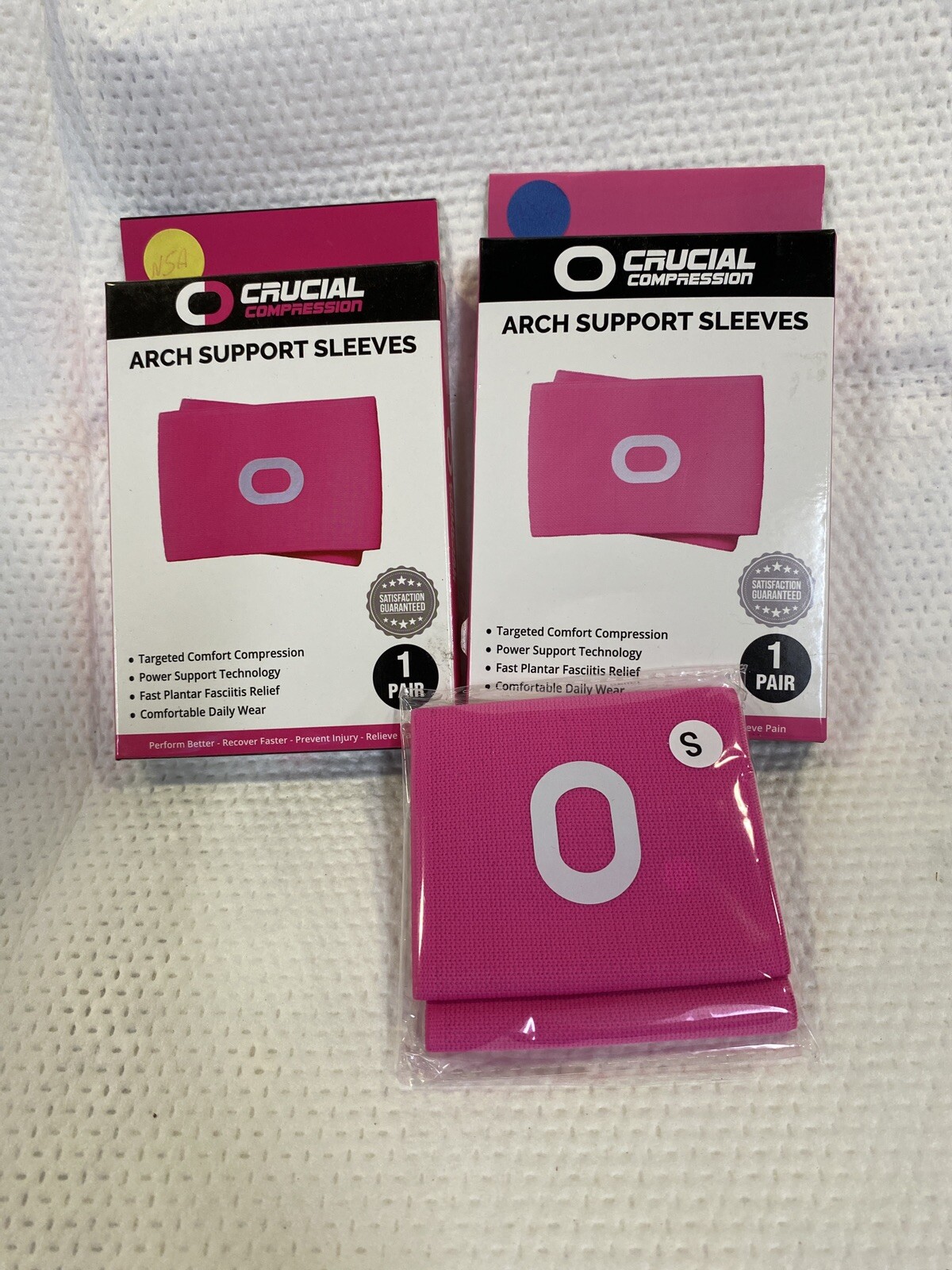 compression arch support sleeves 2 pairs pink size small