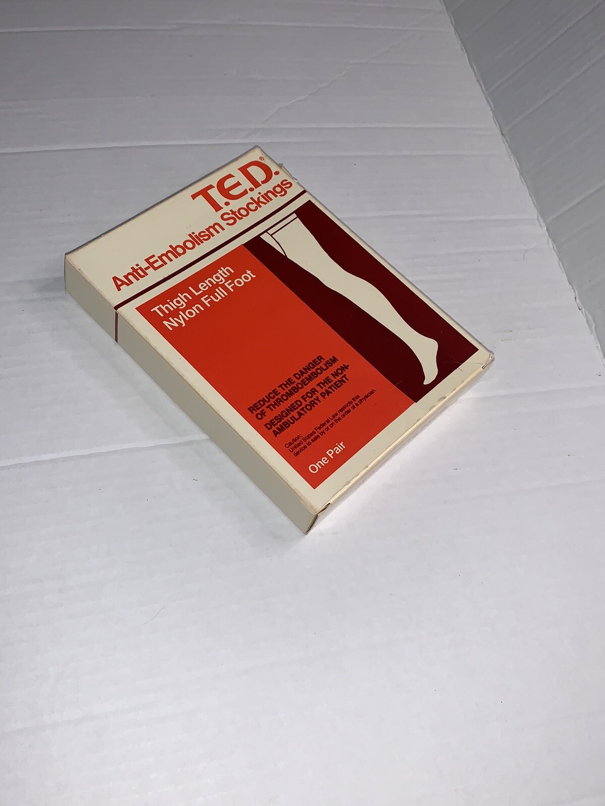 T.E.D. Anti-Embolism Stockings Thigh Length L-Regular 1 pair Nylon Full Foot NOS