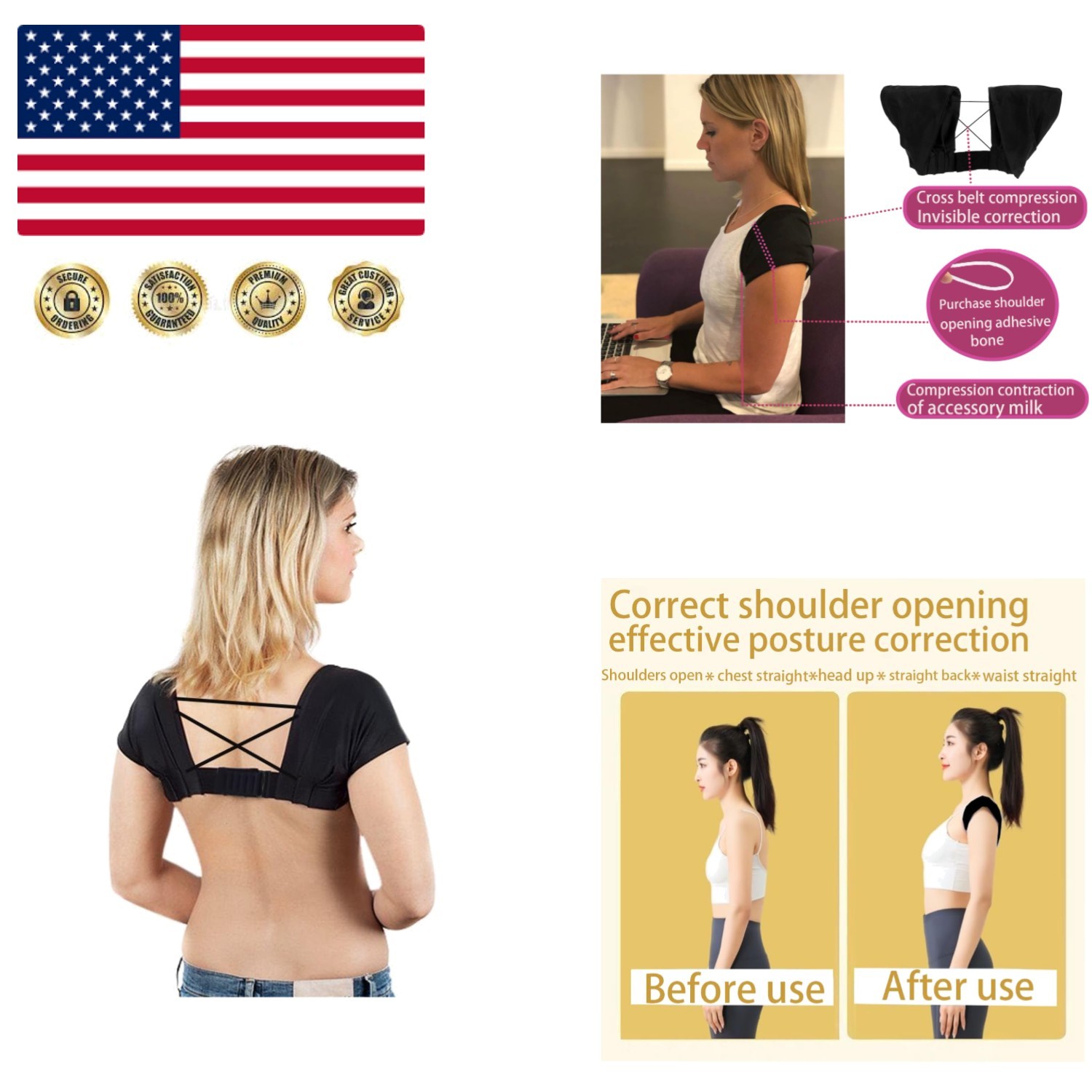 Posture Corrector Back Brace – Adjustable Spine Support for Pain Relief – Medium