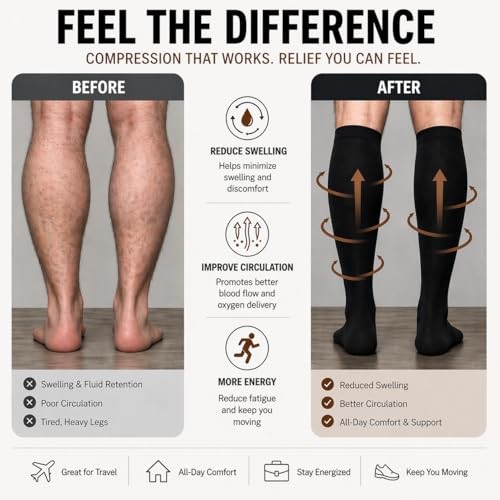 Copper Compression Socks Men & Women 4 Pairs,Best Large-X-Large A1 – Black