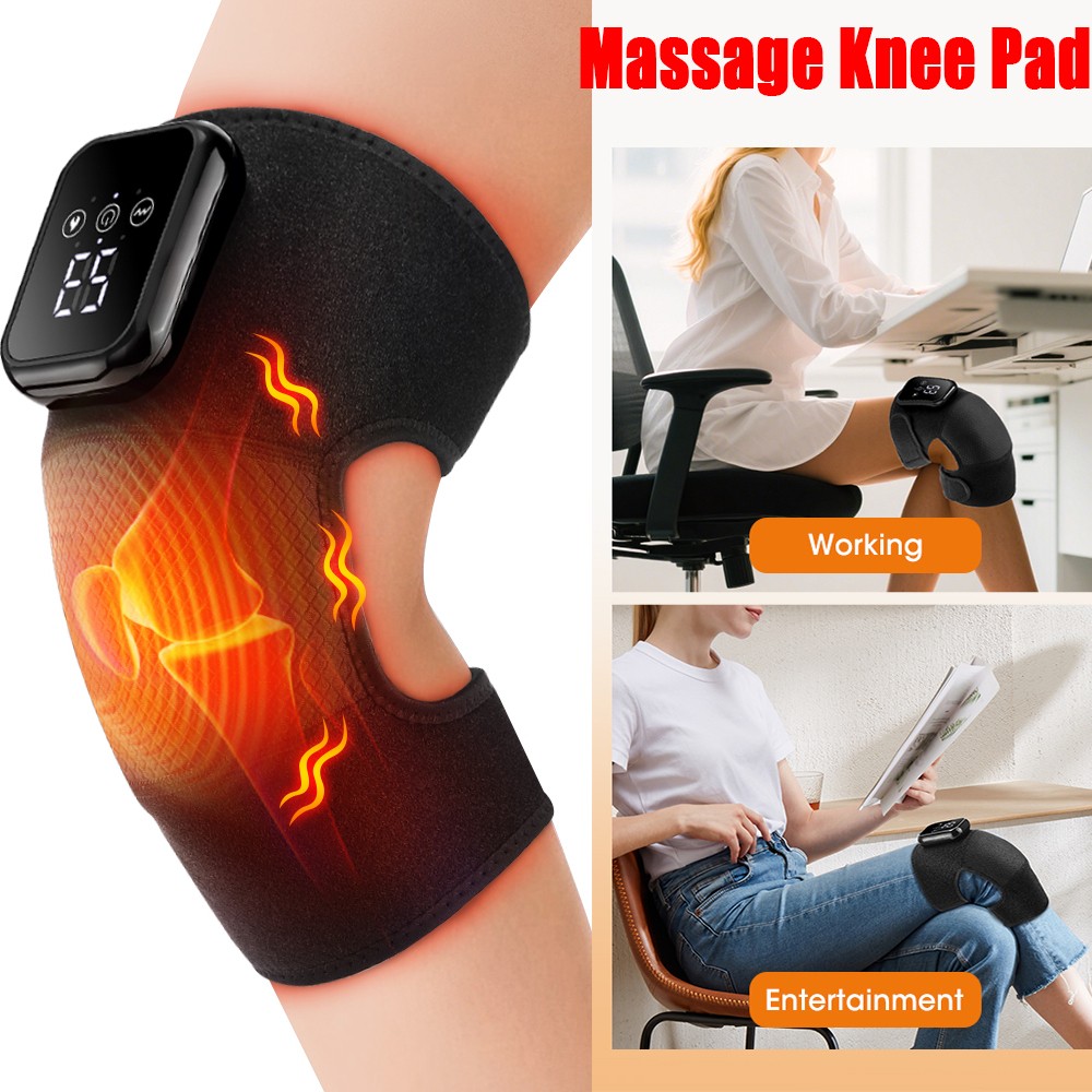 Cordless Knee Massager for Pain Relief with 3 Vibration Modes, 3 Heating Levels