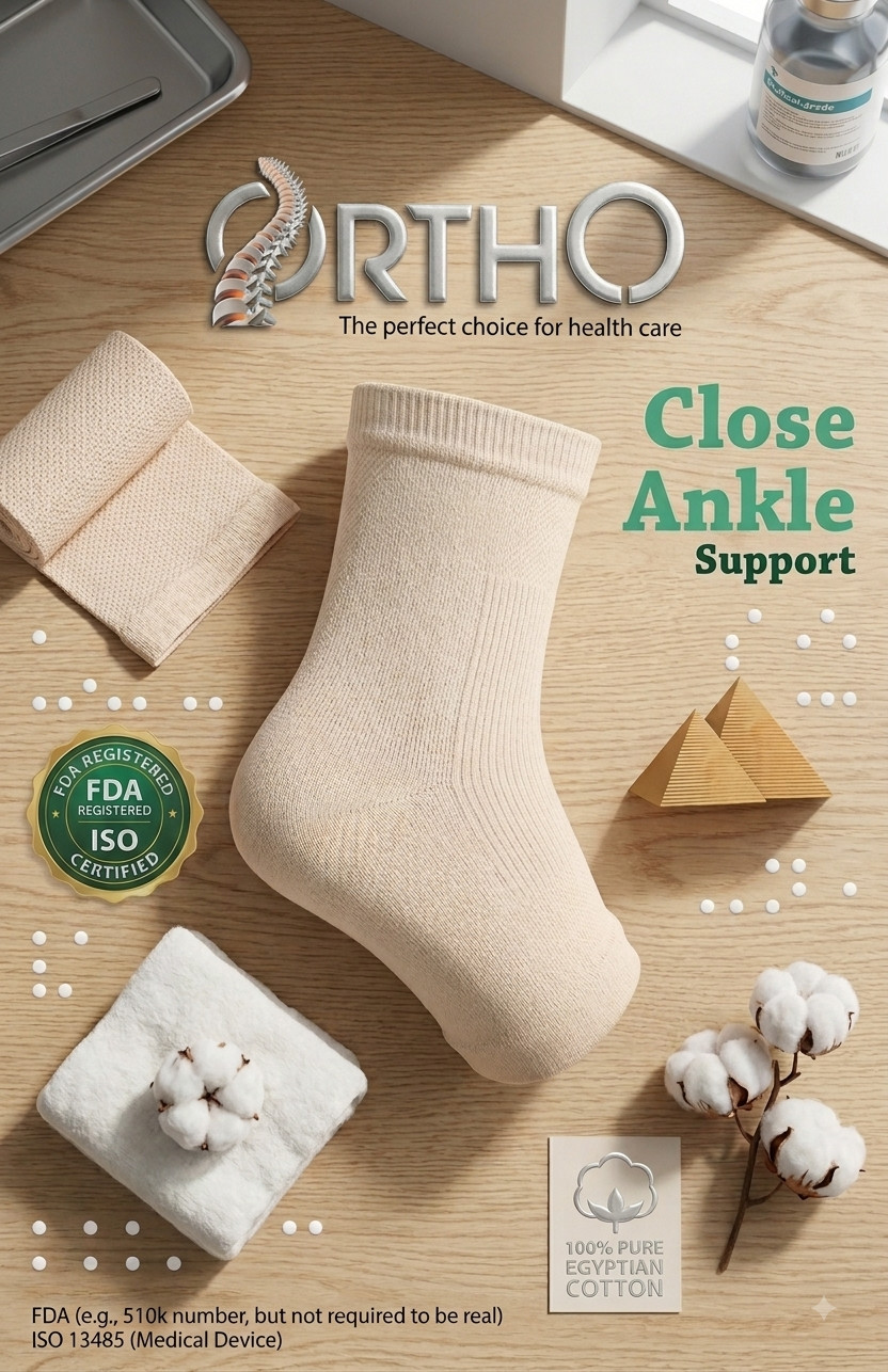 ORTHO Close ankle support Egyptian cotton FDA