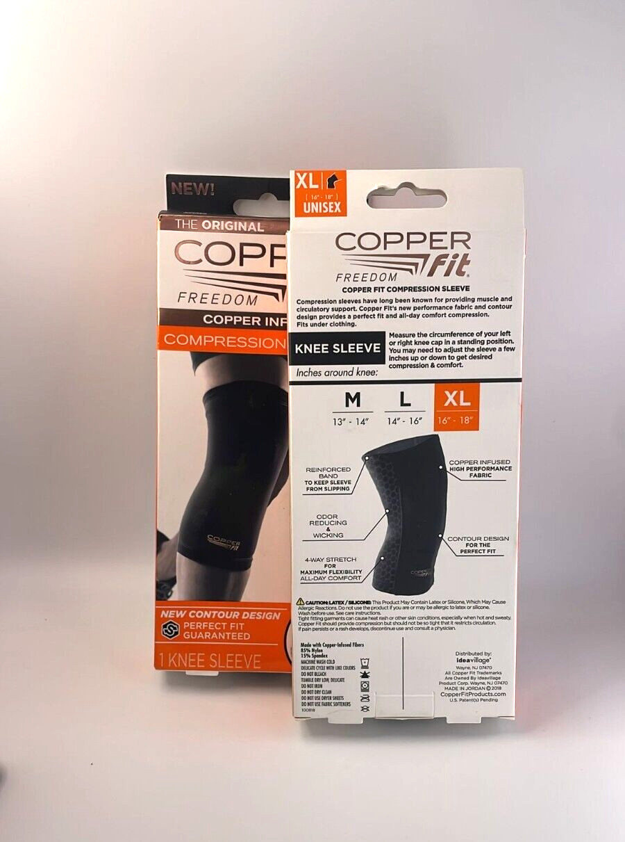 LOT OF 2-Copper Fit Original Freedom Compression Infused Knee Sleeve XL Unisex