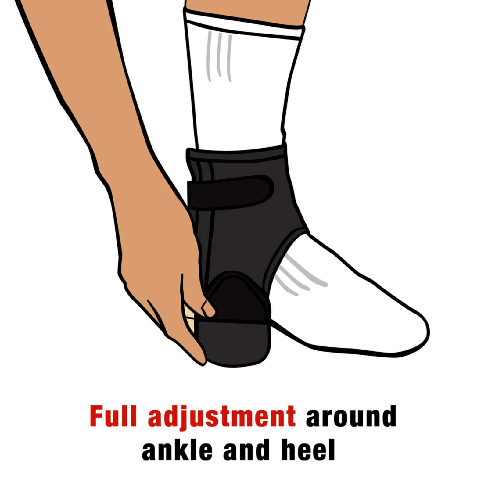 Ankle Brace with Side Stabilizers, Adjustable, Black, 1/Pack