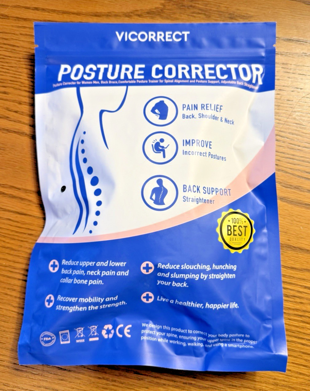 NEW Vicorrect Posture Corrector Upper Back B08VNHZMFK Small/Med Pink/Beige