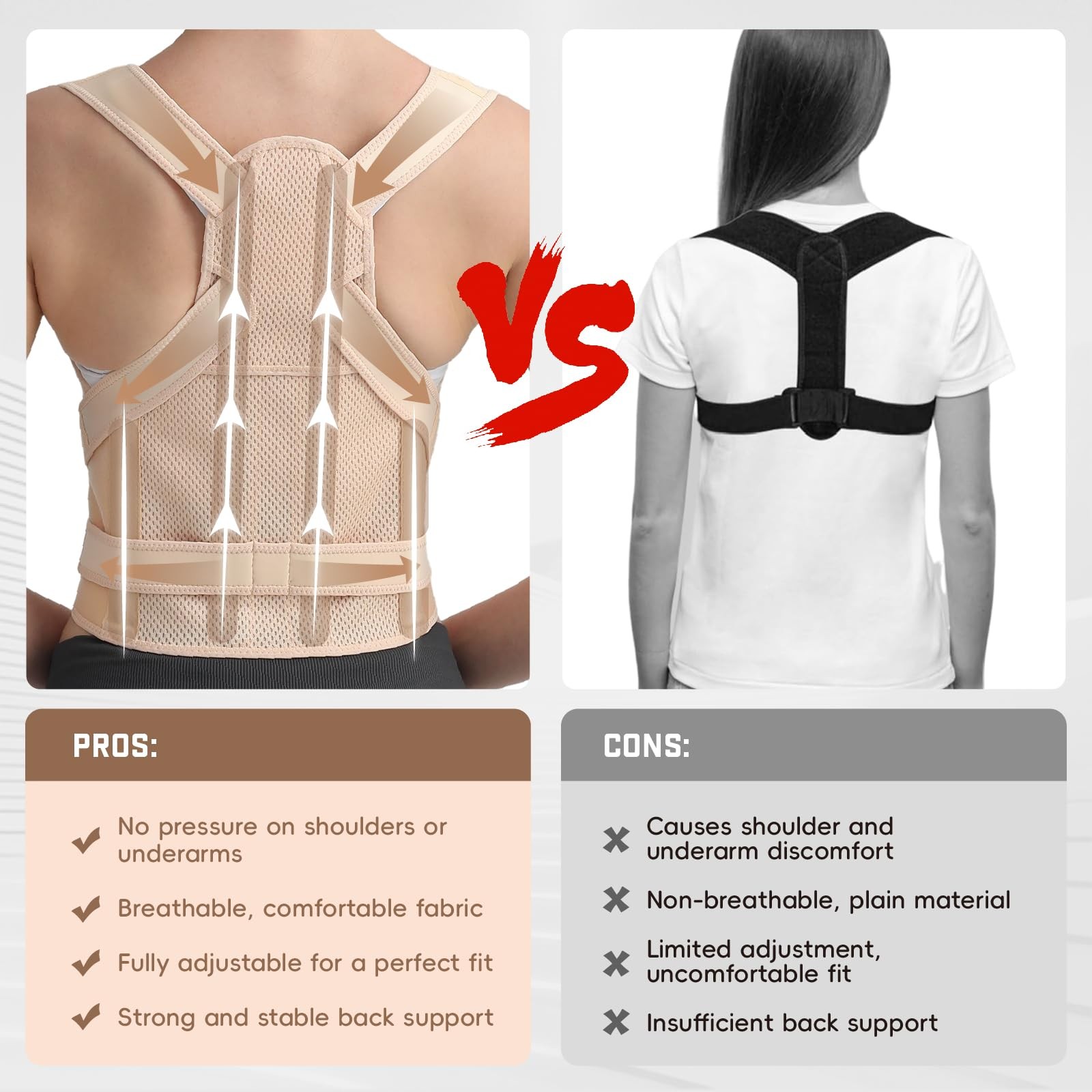 BLACKYEW Posture Corrector for Women & Men, Adjustable Back Large, Beige
