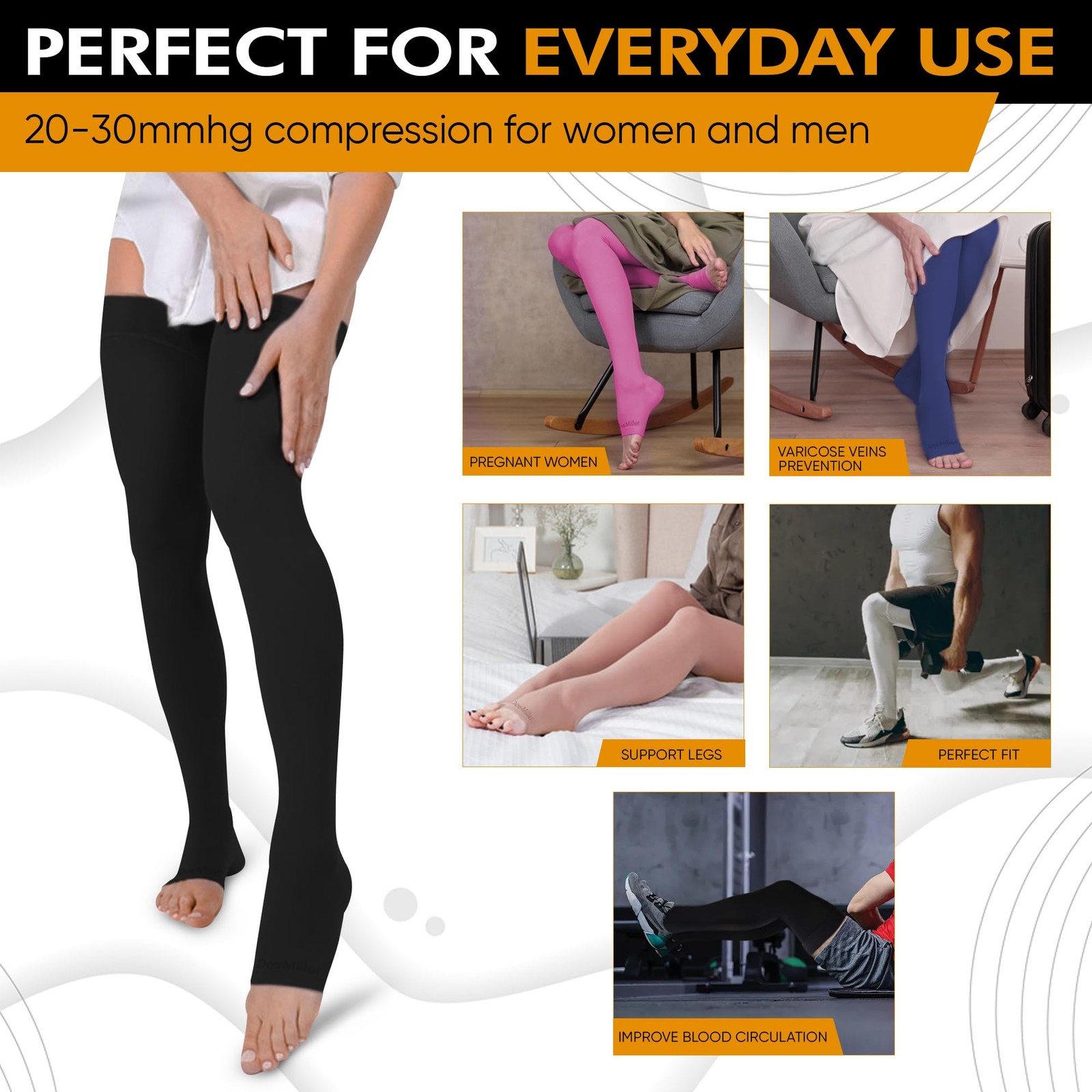 Thigh High Compression Socks 20-30mmHg