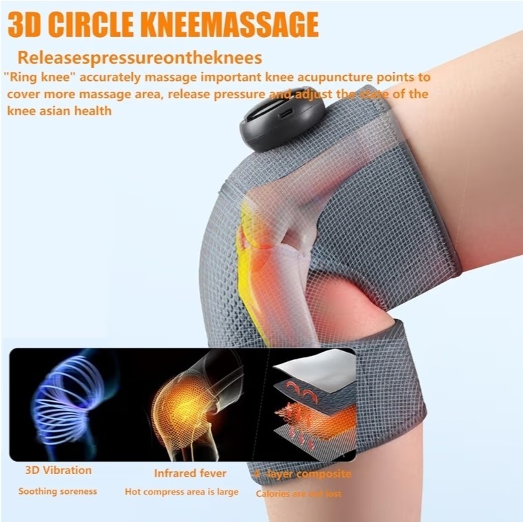 2PACK Heated Vibration Knee Massager, Cordless Knee Support Wrap for Joint Pain