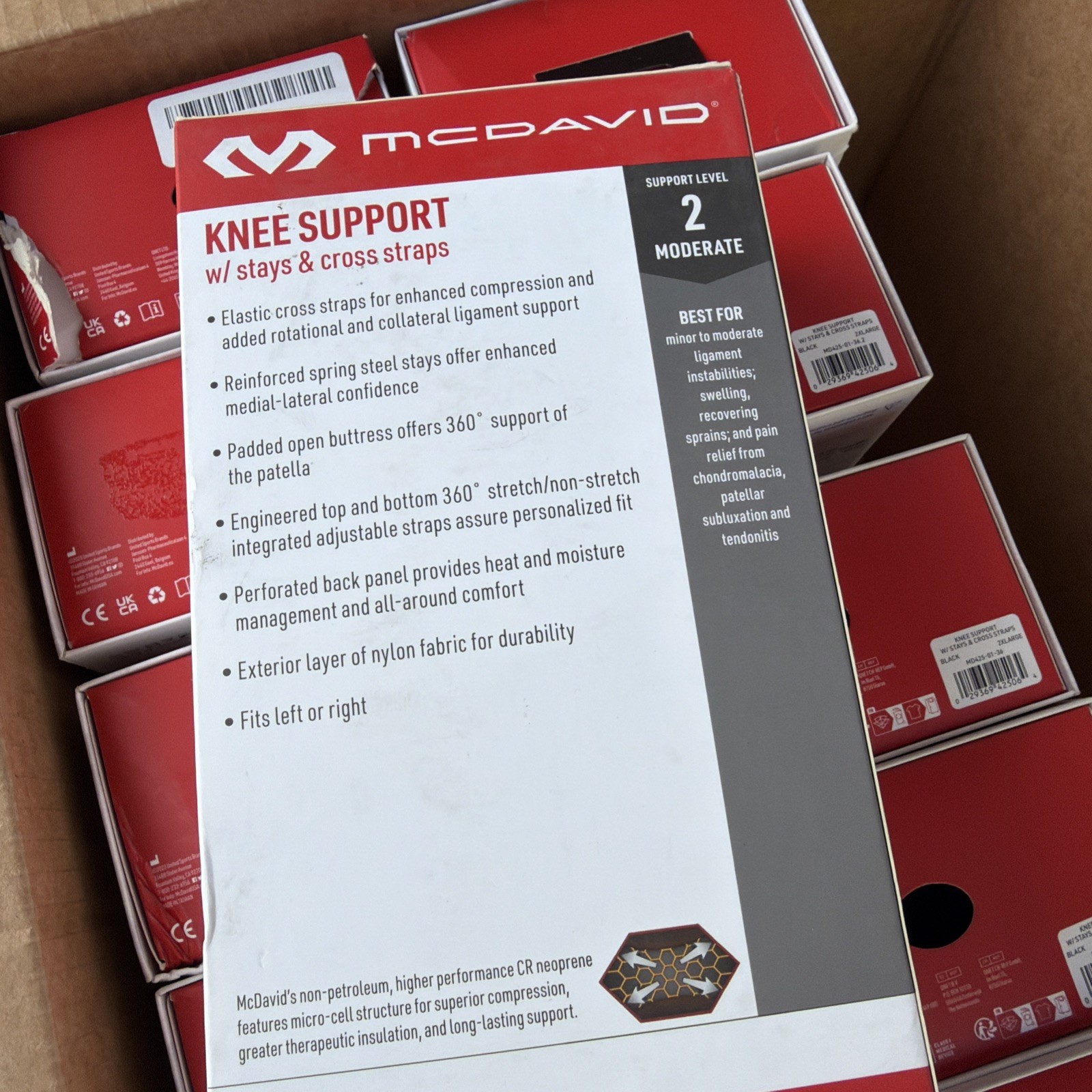 Mcdavid Level 2 Knee support w/ stays & cross straps size X-large 16-17.5
